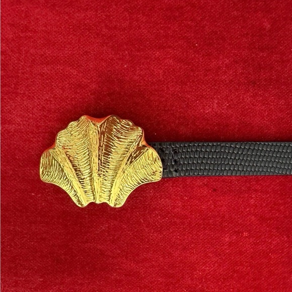 Frame Denim Black Belt with Gold Shell Accent main image 4